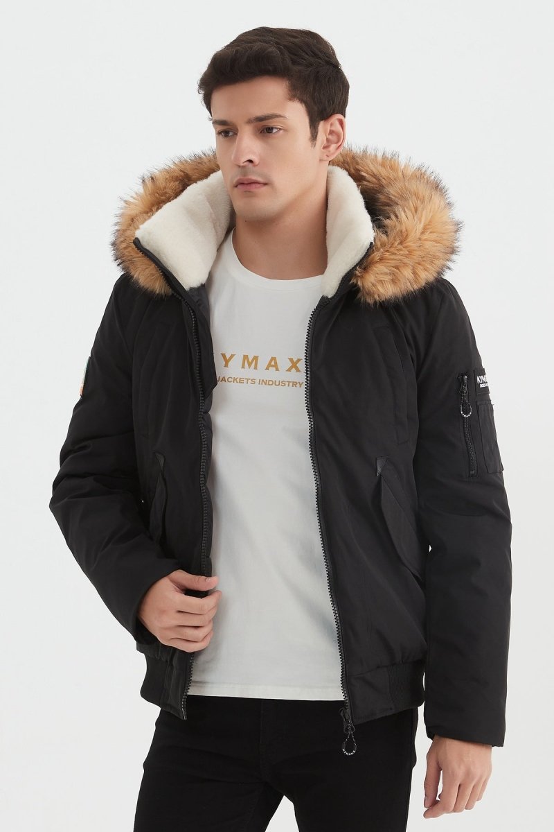 Parka courte avec capuche fourrure synthetique pour homme Kymaxx