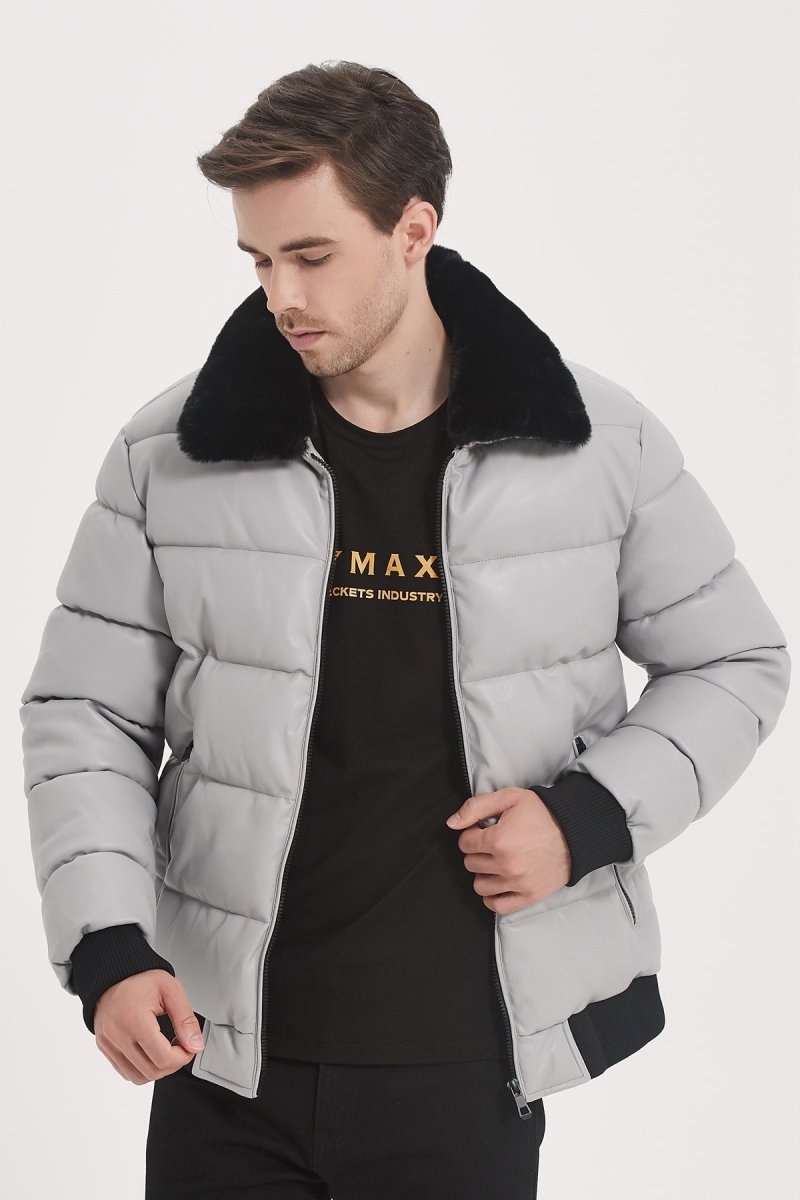 Doudoune d hiver avec large col a fourrure pour homme Kymaxx