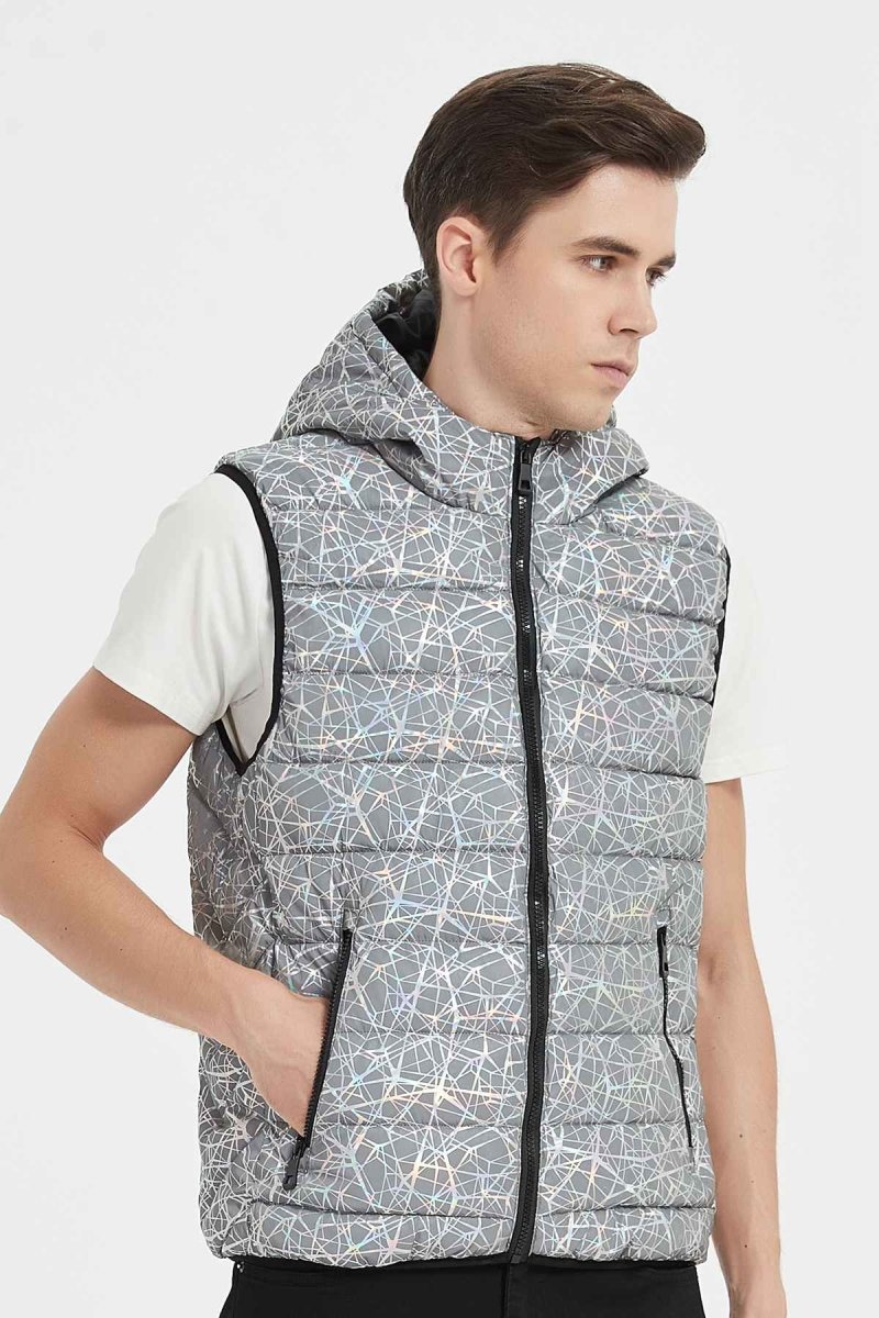 Doudoune gilet à capuche réfléchissante à motif BERTIL