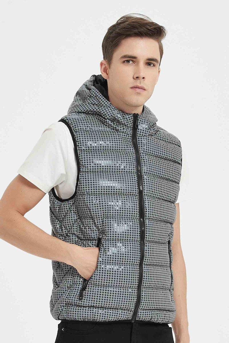 Doudoune gilet à capuche réfléchissante à motif BERTIL