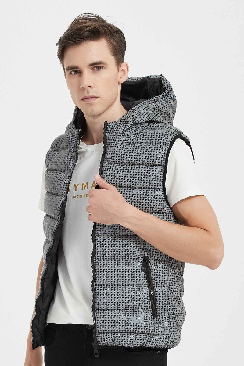 Doudoune gilet à capuche réfléchissante à motif BERTIL