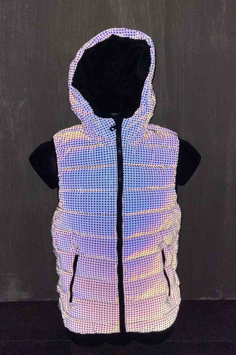 Doudoune gilet à capuche réfléchissante à motif BERTIL