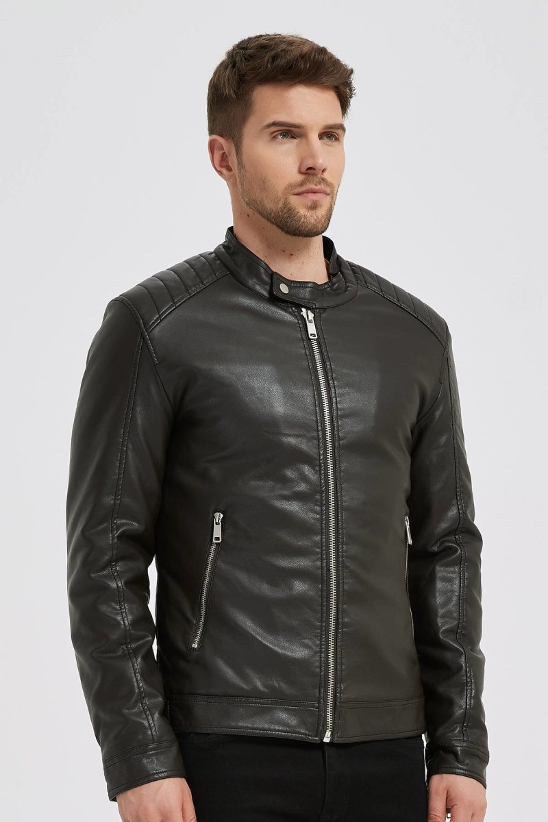 Veste courte en simili cuir esprit motard pour homme Kymaxx