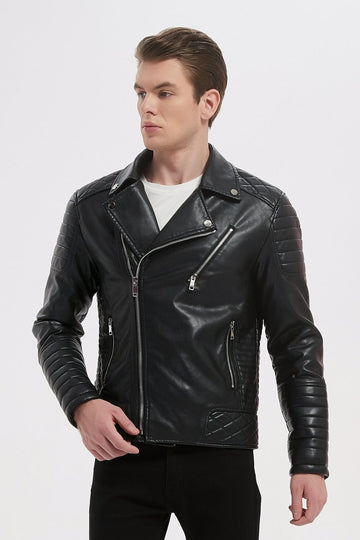 Veste en simili cuir noire ANDERS